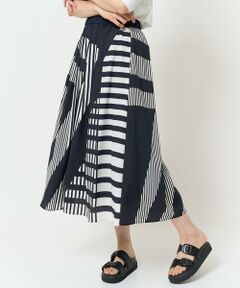 GEORGES RECH / ジョルジュ・レッシュ ロング・マキシ丈スカート | 幾何プリントタックフレアスカート