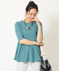 GEORGES RECH / ジョルジュ・レッシュ カットソー | [日本製]ボーダーペプラム5分袖カットソー