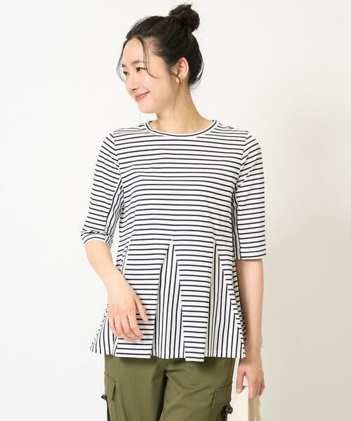 GEORGES RECH / ジョルジュ・レッシュ カットソー | [日本製]ボーダーペプラム5分袖カットソー | 詳細1