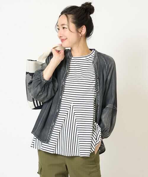 GEORGES RECH / ジョルジュ・レッシュ カットソー | [日本製]ボーダーペプラム5分袖カットソー | 詳細2