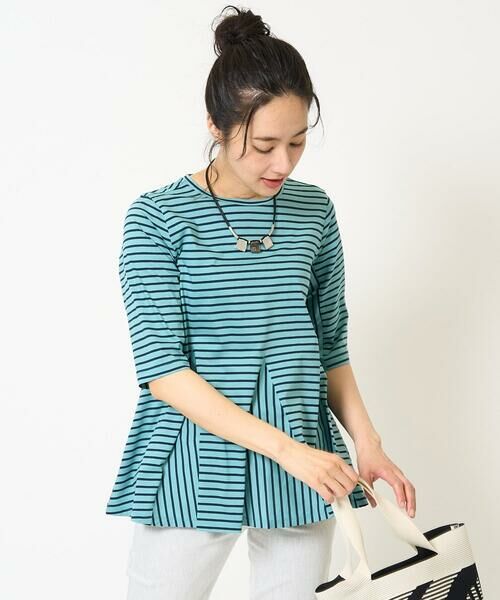 GEORGES RECH / ジョルジュ・レッシュ カットソー | [日本製]ボーダーペプラム5分袖カットソー | 詳細3