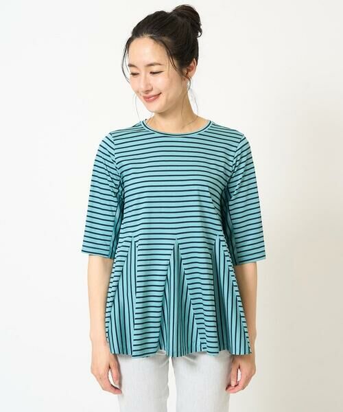 GEORGES RECH / ジョルジュ・レッシュ カットソー | [日本製]ボーダーペプラム5分袖カットソー | 詳細5