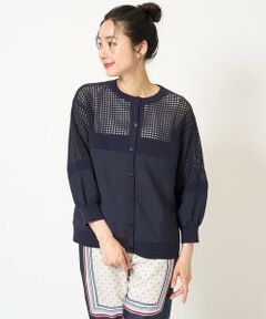 GEORGES RECH / ジョルジュ・レッシュ カーディガン・ボレロ | ソフトローン透かし編8分袖カーディガン