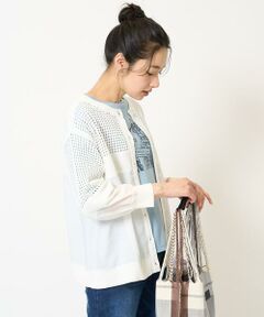 GEORGES RECH / ジョルジュ・レッシュ カーディガン・ボレロ | ソフトローン透かし編8分袖カーディガン