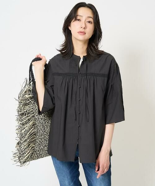 GEORGES RECH/ジョルジュ・レッシュ 60ローンフレアスリーブレースブラウス ブラック M GEORGES RECH/ジョルジュ・レッシュ 60ローンフレアスリーブレースブラウス ブラック M