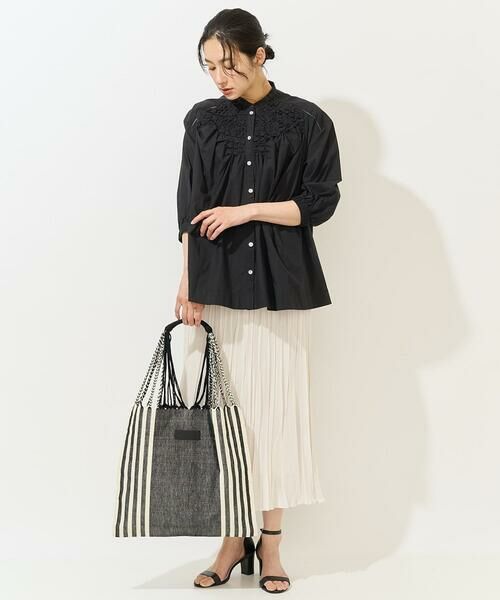 GEORGES RECH / ジョルジュ・レッシュ シャツ・ブラウス | バンドカラーハンドスモッキング7分袖ブラウス | 詳細15