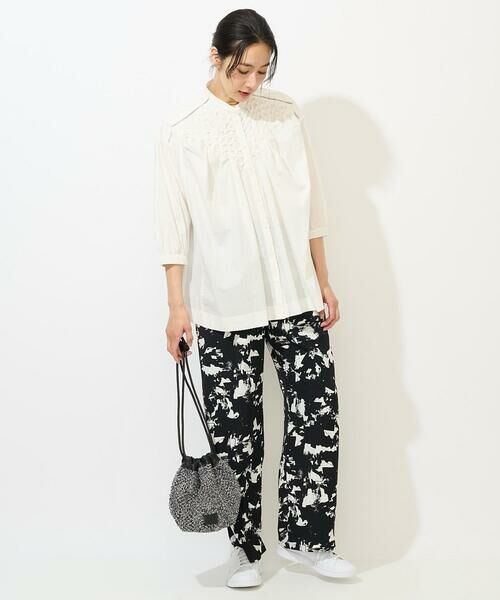 GEORGES RECH / ジョルジュ・レッシュ シャツ・ブラウス | バンドカラーハンドスモッキング7分袖ブラウス | 詳細19