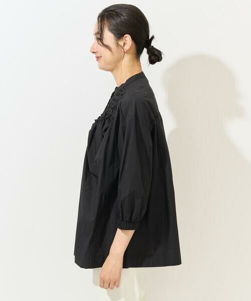 GEORGES RECH / ジョルジュ・レッシュ シャツ・ブラウス | バンドカラーハンドスモッキング7分袖ブラウス | 詳細6