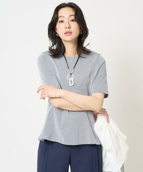 GEORGES RECH / ジョルジュ・レッシュ カットソー | ピケストライプジャージーフレアカットソー | 詳細1