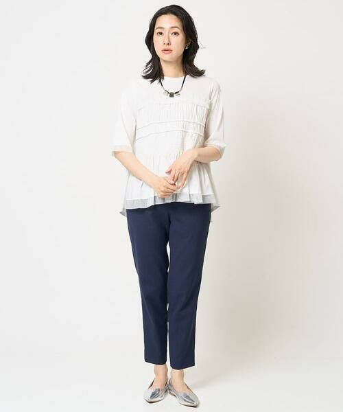 GEORGES RECH / ジョルジュ・レッシュ カットソー | [接触冷感]チュールビスチェ風5分袖カットソー | 詳細15