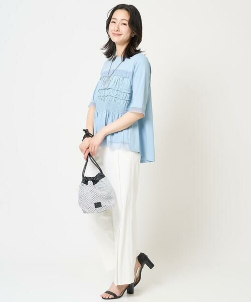 GEORGES RECH / ジョルジュ・レッシュ カットソー | [接触冷感]チュールビスチェ風5分袖カットソー | 詳細18