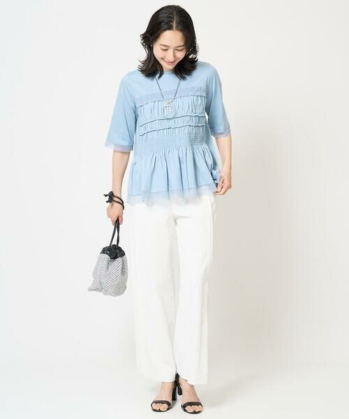 GEORGES RECH / ジョルジュ・レッシュ カットソー | [接触冷感]チュールビスチェ風5分袖カットソー | 詳細19