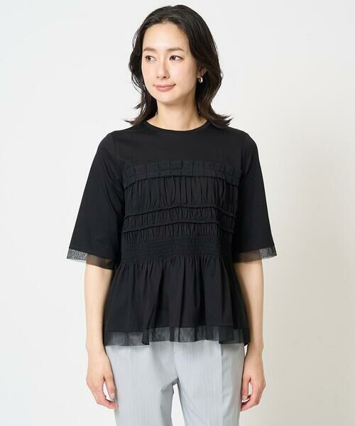 GEORGES RECH / ジョルジュ・レッシュ カットソー | [接触冷感]チュールビスチェ風5分袖カットソー | 詳細6