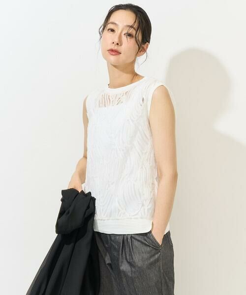 GEORGES RECH / ジョルジュ・レッシュ カットソー | [2点セット]チュールテープ刺繍タンク付きノースリーブプルオーバー | 詳細1