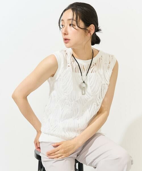 GEORGES RECH / ジョルジュ・レッシュ カットソー | [2点セット]チュールテープ刺繍タンク付きノースリーブプルオーバー | 詳細2