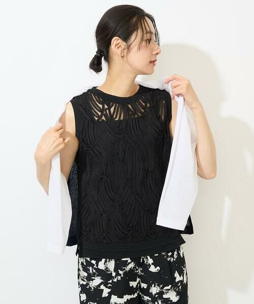 GEORGES RECH / ジョルジュ・レッシュ カットソー | [2点セット]チュールテープ刺繍タンク付きノースリーブプルオーバー | 詳細3