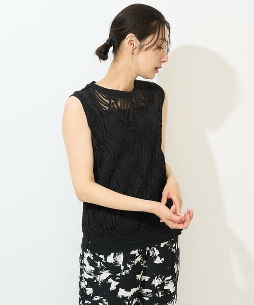 GEORGES RECH / ジョルジュ・レッシュ カットソー | [2点セット]チュールテープ刺繍タンク付きノースリーブプルオーバー | 詳細4