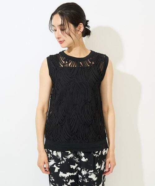 GEORGES RECH / ジョルジュ・レッシュ カットソー | [2点セット]チュールテープ刺繍タンク付きノースリーブプルオーバー | 詳細5