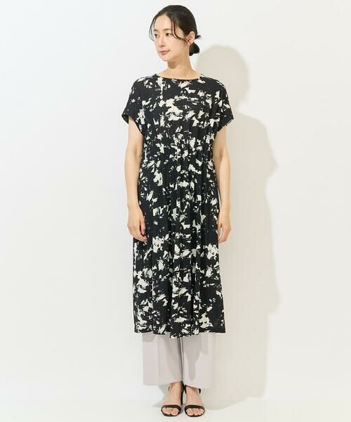 GEORGES RECH / ジョルジュ・レッシュ ロング・マキシ丈ワンピース | [日本製]ブラッシュパターンフレンチスリーブワンピース | 詳細8