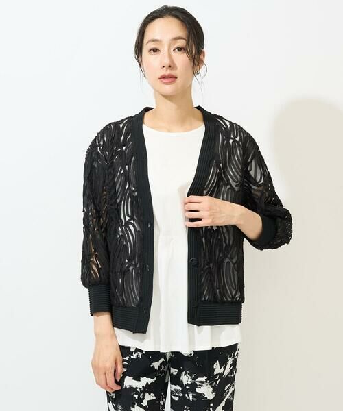 GEORGES RECH / ジョルジュ・レッシュ カーディガン・ボレロ | ナイロンチュールテープ刺繍カーディガン | 詳細2