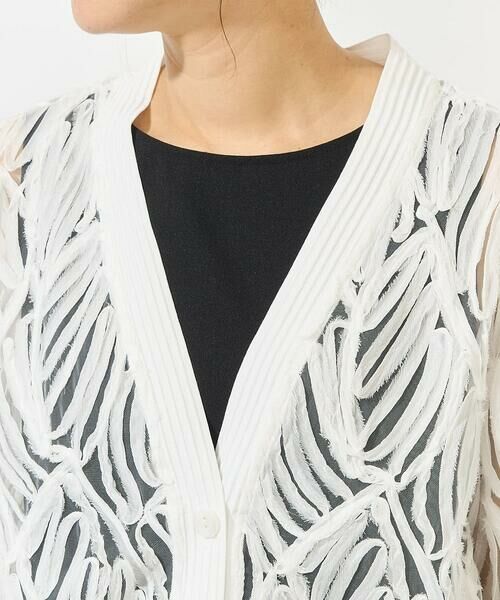 GEORGES RECH / ジョルジュ・レッシュ カーディガン・ボレロ | ナイロンチュールテープ刺繍カーディガン | 詳細7