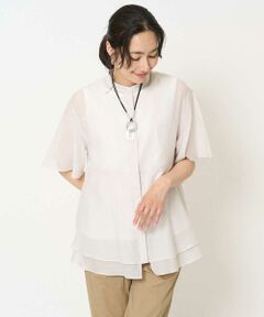 GEORGES RECH / ジョルジュ・レッシュ シャツ・ブラウス | [日本製]シアーティアードバンドカラーブラウス