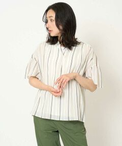 GEORGES RECH / ジョルジュ・レッシュ シャツ・ブラウス | [接触冷感]ランダムストライプフレアスリーブブラウス