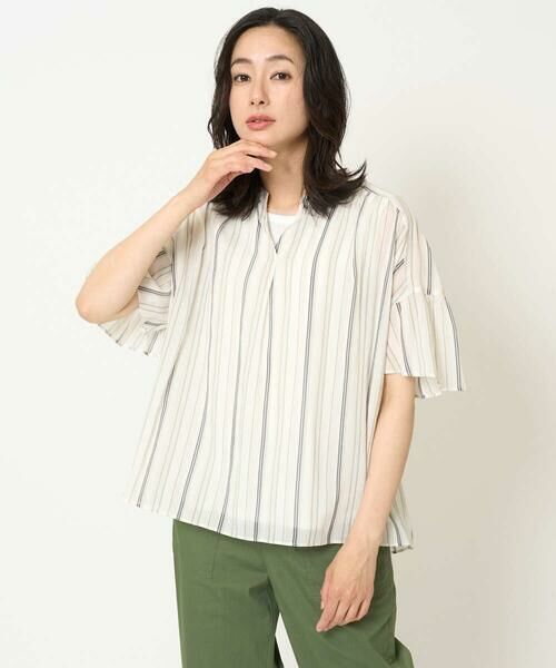 GEORGES RECH / ジョルジュ・レッシュ シャツ・ブラウス | [接触冷感]ランダムストライプフレアスリーブブラウス | 詳細1