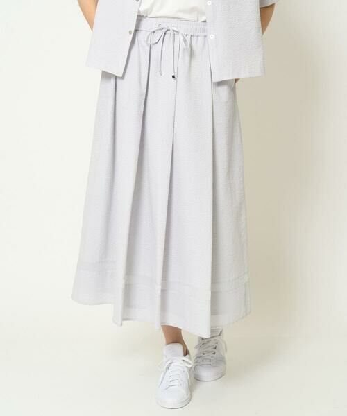 GEORGES RECH / ジョルジュ・レッシュ ロング・マキシ丈スカート | [接触冷感/吸水速乾]サッカーシャドーギンガムタックフレアスカート | 詳細1