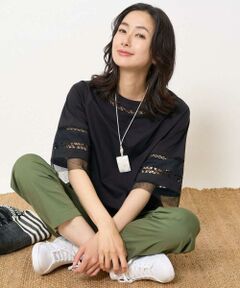 GEORGES RECH / ジョルジュ・レッシュ カットソー | チュールエンブロイダリー6分袖カットソー