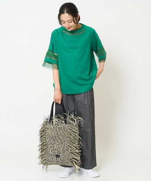 GEORGES RECH / ジョルジュ・レッシュ カットソー | チュールエンブロイダリー6分袖カットソー | 詳細14