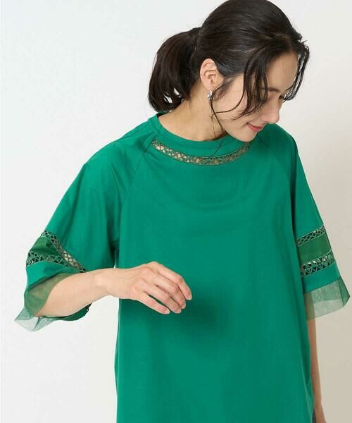 GEORGES RECH / ジョルジュ・レッシュ カットソー | チュールエンブロイダリー6分袖カットソー | 詳細3