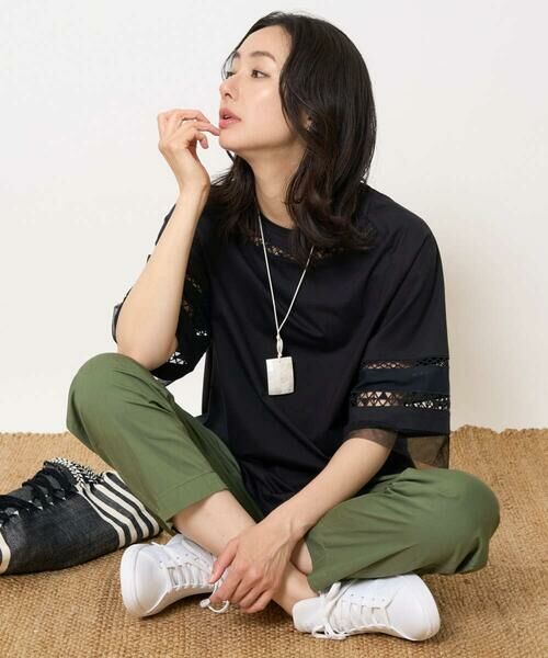 GEORGES RECH / ジョルジュ・レッシュ カットソー | チュールエンブロイダリー6分袖カットソー | 詳細4