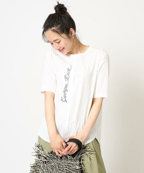 GEORGES RECH / ジョルジュ・レッシュ カットソー | シルケット天竺ラウンドヘムロゴカットソー(ホワイト)