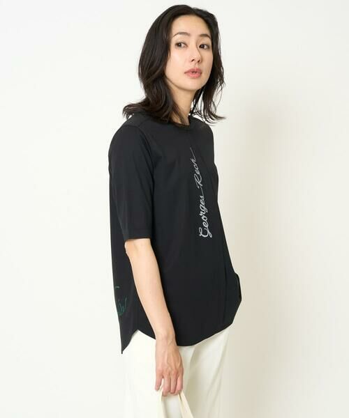 GEORGES RECH / ジョルジュ・レッシュ カットソー | シルケット天竺ラウンドヘムロゴカットソー(ブラック)