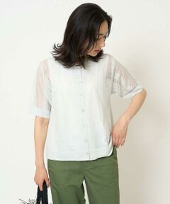 GEORGES RECH / ジョルジュ・レッシュ カーディガン・ボレロ | ラメ襟付きシアーメッシュニットカーディガン