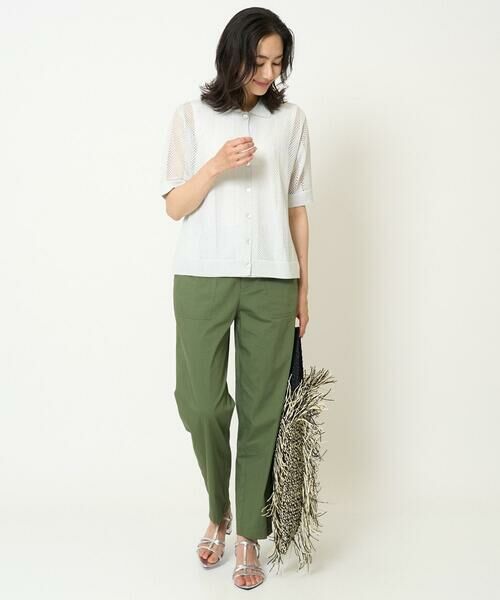 GEORGES RECH / ジョルジュ・レッシュ カーディガン・ボレロ | ラメ襟付きシアーメッシュニットカーディガン | 詳細12