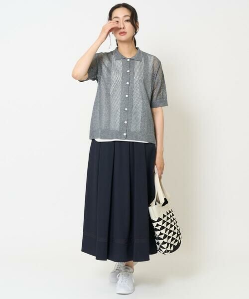 GEORGES RECH / ジョルジュ・レッシュ カーディガン・ボレロ | ラメ襟付きシアーメッシュニットカーディガン | 詳細13