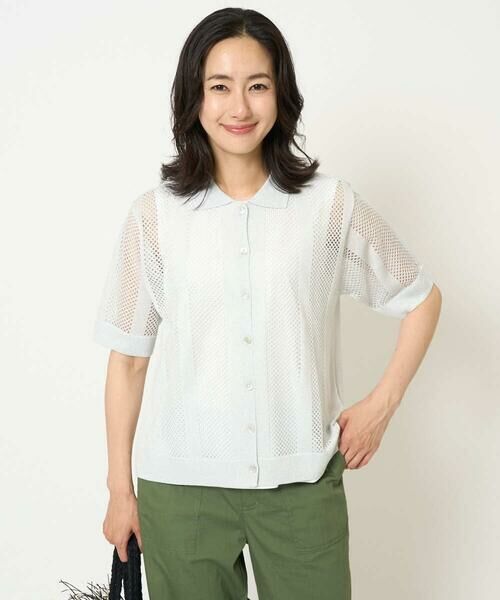 GEORGES RECH / ジョルジュ・レッシュ カーディガン・ボレロ | ラメ襟付きシアーメッシュニットカーディガン | 詳細2