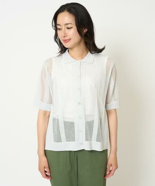 GEORGES RECH / ジョルジュ・レッシュ カーディガン・ボレロ | ラメ襟付きシアーメッシュニットカーディガン | 詳細3