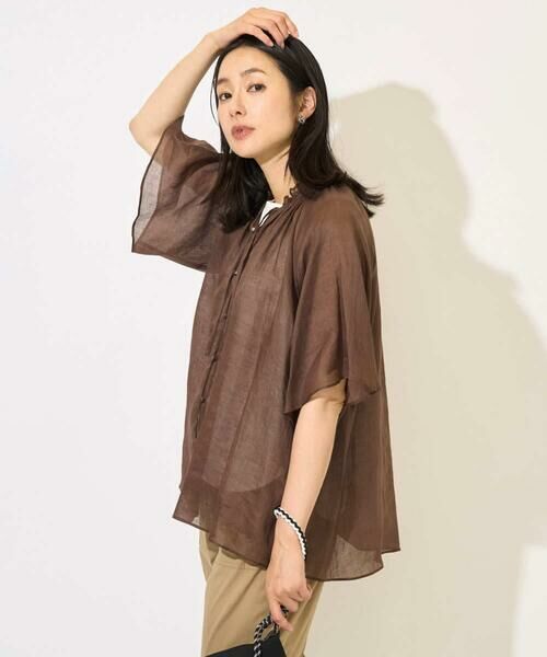 GEORGES RECH / ジョルジュ・レッシュ シャツ・ブラウス | ラミーギャザースタンドカラーブラウス | 詳細1