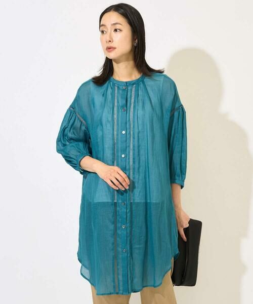 GEORGES RECH / ジョルジュ・レッシュ シャツ・ブラウス | ラミーハシゴレース7分袖チュニックブラウス | 詳細1