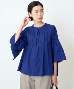GEORGES RECH / ジョルジュ・レッシュ シャツ・ブラウス | ハンドスモッキング6分袖フレアブラウス