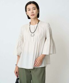 GEORGES RECH / ジョルジュ・レッシュ シャツ・ブラウス | ハンドスモッキング6分袖フレアブラウス