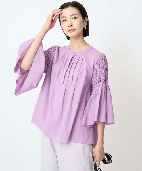 GEORGES RECH / ジョルジュ・レッシュ シャツ・ブラウス | ハンドスモッキング6分袖フレアブラウス | 詳細2