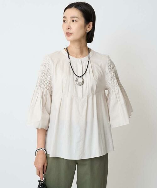 GEORGES RECH / ジョルジュ・レッシュ シャツ・ブラウス | ハンドスモッキング6分袖フレアブラウス | 詳細3