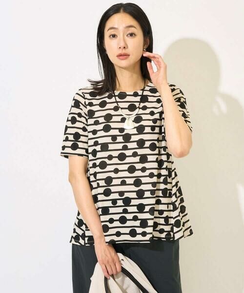 GEORGES RECH/ジョルジュ・レッシュ [日本製]ドットボーダーカットソー ベージュ系 M