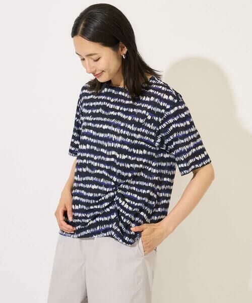 GEORGES RECH/ジョルジュ・レッシュ [日本製]ランダムボーダータックジャージーカットソー ネイビー系 M