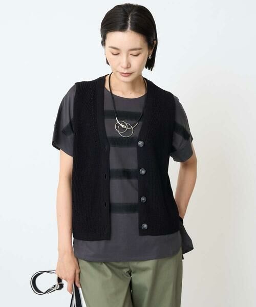 GEORGES RECH / ジョルジュ・レッシュ カットソー | [接触冷感]スーパークールチュールボーダーカットソー | 詳細2