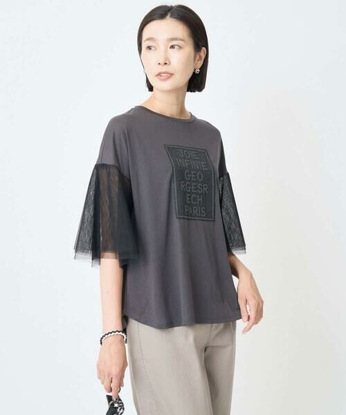 GEORGES RECH / ジョルジュ・レッシュ カットソー | フレアチュールスリーブロゴカットソー | 詳細1